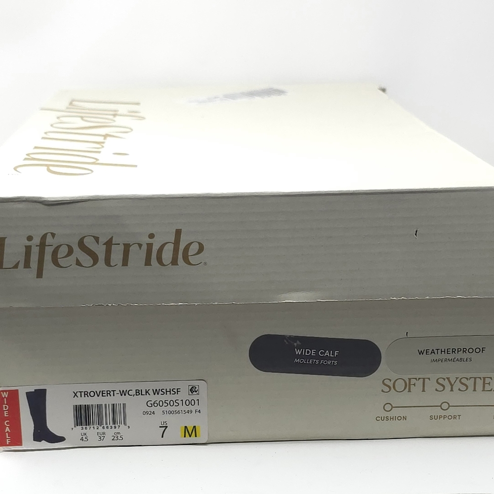 LifeStride Xtrovert Black Wide Calf Riding Boots  Water-Resistant - Picture 11 of 12